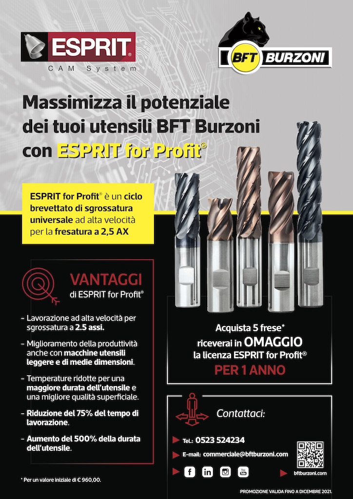 Massimizza il potenziale dei tuoi utensili BFT Burzoni con ESPRIT for Profit®
